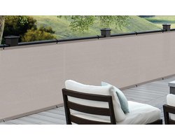 Balkon-privacyscherm, HDPE UV-bescherming, licht transparant, balkonbekleding met kabelbinders, 80 x 500 cm, taupe