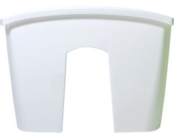 Balkon railing opzet plantenbak/bloembak kunststof 24 x 28 x 20 cm parel wit kleur voor buiten