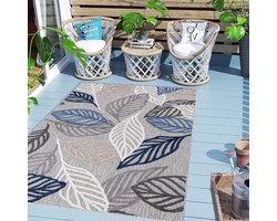 Balkon Tapijt - Buitenkleed Terras - Buiten Leven - Weerbestendig UV-bestendig - 160x230cm - Grijs Blauw