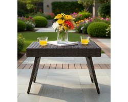 Balkon & Tuin Klaptafel – Inklapbare Polyrotan Tafel voor Balkon, Terras & Kleine Ruimtes – Waterbestendig, Robuust & Stijlvol – Salontafel, Bijzettafel, Outdoor Tafel 60x40x40 cm – Bruin medahomestore