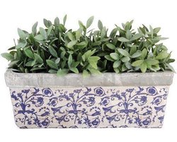 Balkonbak Aged ceramic blauw/wit