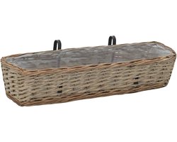 Balkonbloembak 2 stuks wilgentenen met PE-voering 80 cm, bloempotten plantenbakken bloembakken voor balkon reling 287642