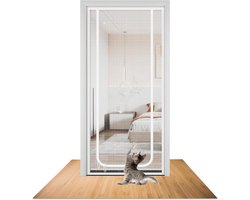 Balkondeur voor katten, dik net, voorkomt rennen, slaapkamer & keuken, terras, wit, 80 x 200 cm.