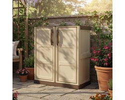 Balkonkast Buiten - Opbergkast Terras - Tuin Opbergen - Verstelbare Planken - 70 x 39 x 86 cm - Beige Bruin