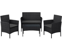 Balkonmeubel – Van PE Polyrotan – Zwartgrijs – Compacte Set