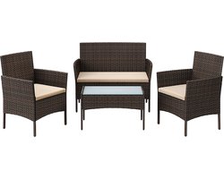 Balkonmeubelen - tuinmeubelset - van PE-polyrotan - loungeset - terrasmeubels - outdoor - voor terras - balkon - tuin - bruin-taupe