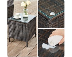 Balkonmeubels, Tuinmeubelset, Van Pe-Polyrotan, Loungeset, Tafel En 2 Stoelen, Terrasmeubels, Outdoor, Voor Terras, Balkon, Tuin, Bruin-Taupe