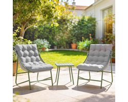 Balkonmeubelset 3-delig 64x88x84 cm – Luxe Verstelbare Lounge Stoelen met Tafel en Kussens, Stalen Frame, Weerbestendig Balkon Set voor Tuin, Terras & Patio – Laura