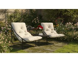 Balkonmeubelset 3-delig Depauwonen – Comfortabele 2 Persoons Loungebalkonset met Tafel en Afneembare Kussens – Klassieke Tuinmeubelen voor Klein Balkon, Terras of Tuin – Wit