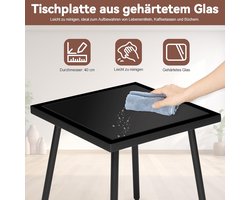 Balkonmeubelset 3-delig H42xW40xL40cm – Compact Tuintafel en 2 Stoelen met Afneembare Kussens, Modern Design voor Balkon, Tuin, Terras of Patio – Bruin – Laura