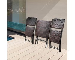 Balkonmeubelset 3-delig - Meuble Paris Bistroset Rotan - Klapbare Tuinset met 1 Tafel (60x60 cm) + 2 Stoelen - PE Rotan Balkonset Weerbestendig - Compact Opvouwbaar Terrasmeubilair voor Balkon, Tuin & Horeca - Bruin
