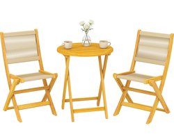 Balkonmeubelset - 3-delig - Polyrattan en hout - Opvouwbaar ontwerp