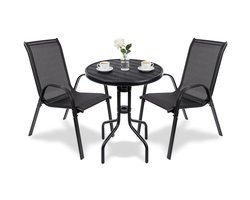 Balkonmeubelset 3-delig - weerbestendig metaal - voor 2 personen - ideaal voor klein balkon - ShopVlot