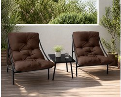 Balkonmeubelset voor kleine balkons, tuinmeubelset, 3-delige balkonmeubelset, tuintafel en stoelenset met kussens en salontafel voor terras, balkon, tuin
