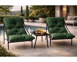 Balkonmeubelset voor kleine balkons, tuinmeubelset, 3-delige balkonmeubelset, tuintafel en stoelenset met kussens en salontafel voor terras, balkon, tuin