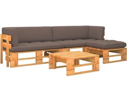 Balkonmeubilair klein balkon tuinbank 4-delig pallet-lounge-set honingbruin grenenhout geïmpregneerd