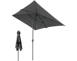 Balkonparasol 1,4 × 2,1 m in delen – Ruimtebesparend ontwerp, grijs