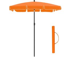 Balkonparasol, Rechthoekige Tuinparasol, 200 X 125 Cm, Uv-Bescherming Tot Upf 50+, Opvouwbaar, Parasol Met Pa-Coating, Voor Tuin, Terras, Zonder Standaard, Oranje