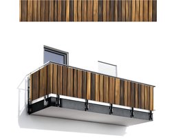 Balkonscherm 500x75 cm - Balkonposter Hout - Planken - Natuurtinten - Balkon scherm decoratie - Balkonschermen - Balkondoek zonnescherm