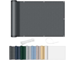 Balkonscherm 80x300cm Waterdicht Balkonafdekking Inkijkbescherming Ondoorzichtig Balkonomranding Met Oogjes Windscherm UV-bescherming Voor Balkon Tuin Terras-Antraciet