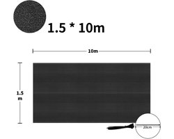 Balkonscherm Inkijkwering - Tuinscherm Windscherm - Privacy Buitenruimte - Ademend Sneldrogend HDPE - 1.5m x 10m - Antraciet Zwart