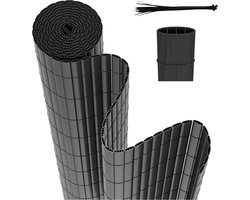 Balkonscherm PVC Tuinscherm Hekwerk voor Buiten Balkonbekleding van PVC Weerbestendig UV-Bescherming Balkon Terras Windscherm voor Balkon Tuin Zonnescherm Balkonscherm PVC Tuinscherm Hekwerk voor Terras met Tie-wraps Grijs 80 x 400cm