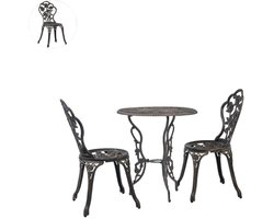 Balkonset 2 personen - Tuinset - Bistroset - Brons - Weerbestendig - 3 delig - Tuintafel en 2 stoelen - 2 personen - Gietaluminium