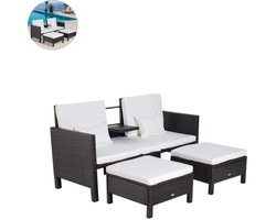 Balkonset 2 personen - Tuinset - Bistroset - Bruin - Weerbestendig - 3 delig - Tuintafel en 2 stoelen - 2 personen - Gecoat staal - Onderhoudsvrij staal