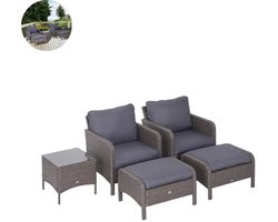 Balkonset 2 personen - Tuinset - Bistroset - Bruin - Weerbestendig - 3 delig - Tuintafel en 2 stoelen - 2 personen - Gecoat staal - Onderhoudsvrij staal