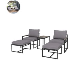 Balkonset 2 personen - Tuinset - Bistroset - Bruin - Weerbestendig - 3 delig - Tuintafel en 2 stoelen - 2 personen - Gecoat staal - Onderhoudsvrij staal