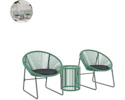 Balkonset 2 personen - Tuinset - Bistroset - Bruin - Weerbestendig - 3 delig - Tuintafel en 2 stoelen - 2 personen - Gecoat staal - Onderhoudsvrij staal