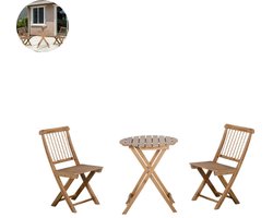 Balkonset 2 personen - Tuinset - Bistroset - Bruin - Weerbestendig - 3 delig - Tuintafel en 2 stoelen - 2 personen - Gecoat staal - Onderhoudsvrij staal