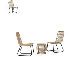 Balkonset 2 personen - Tuinset - Bistroset - Eiken - Weerbestendig - 3 delig - Tuintafel en 2 stoelen - 2 personen - Poly rattan