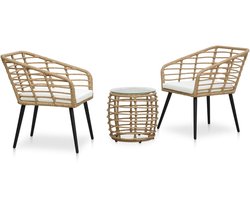 Balkonset 2 personen - Tuinset - Bistroset - Eiken, Zwart, Wit - Weerbestendig - 3 delig - Tuintafel en 2 stoelen - 2 personen - Poly rattan