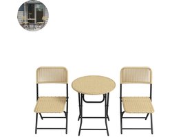 Balkonset 2 personen - Tuinset - Bistroset - Geel - Weerbestendig - 3 delig - Tuintafel en 2 stoelen - 2 personen - Gecoat staal - Onderhoudsvrij staal