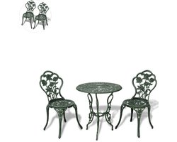 Balkonset 2 personen - Tuinset - Bistroset - Groen - Weerbestendig - 3 delig - Tuintafel en 2 stoelen - 2 personen - Gietaluminium