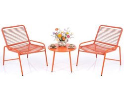 Balkonset 2 personen - Tuinset - Bistroset - Oranje - Weerbestendig - 3 delig - Tuintafel en 2 stoelen - 2 personen - Metaal