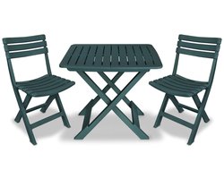 Balkonset 2 personen - Tuinset - Bistroset - Weerbestendig - 3 delig - Tuintafel en 2 stoelen - 2 personen - Kunststof - Groen