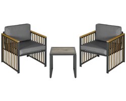Balkonset 2 personen - Tuinset - Bistroset - Zwart - 3 delig - Met kussens - Tuintafel en 2 stoelen - 2 personen - Gecoat staal - Onderhoudsvrij staal
