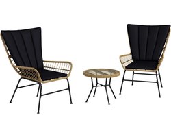 Balkonset 2 personen - Tuinset - Bistroset - Zwart - 3 delig - Tuintafel en 2 stoelen - 2 personen - Gecoat staal - Onderhoudsvrij staal