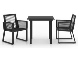 Balkonset 2 personen - Tuinset - Bistroset - Zwart- 3 delig - Tuintafel en 2 stoelen - 2 personen - Gecoat staal - Onderhoudsvrij staal