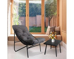 Balkonset 3-delig 90x69x80 cm – Moderne Tuinset met 2 Stoelen en Tafel, Metalen Frame & Gehard Glas, Comfortabele Kussens, Weerbestendig – Wit | Laura