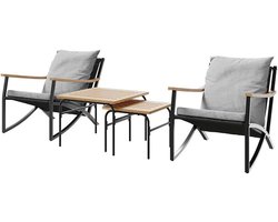 Balkonset 4-delig - Loungeset tuin - Buiten ontspannen - Duurzaam textileen - 555 cm breed - Zwart