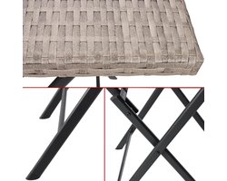 Balkonset inklapbaar – ABTkantoor Toscane Luxe Bistroset 3-delig (Tafel + 2 Stoelen) – Polyrotan Tuinset Weerbestendig – Ruimtebesparend Balkonmeubilair – Moderne Tuinset voor Balkon, Terras & Tuin – Grijs/Bruin