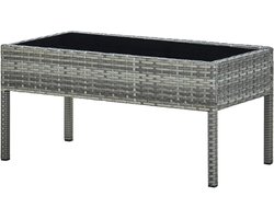 Balkontafel Buiten - Tuinmeubel Laag - Ontspannen Buiten - Onderhoudsvrij Poly Rattan - 75 x 40 cm - Grijs