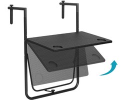 Balkontafel Hangend - Balkontafel Verstelbaar in 3 Hoogtes - Balkontafel Inklapbaar - 60 x 57 x 85cm