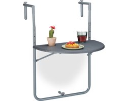 balkontafel hangend - inklapbaar - hoogte verstelbaar (3 hoogtes) - 2 bekerhouders