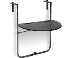 balkontafel hangend - inklapbaar - verstelbaar 3 hoogtes - 60 x 40 cm - zwart