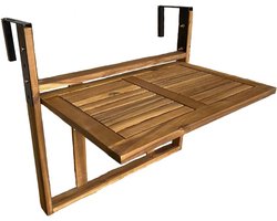 Balkontafel Hout - Klaptafel Tuin - Buiten Leven - Verstelbare Beugels - 60 x 40 cm - Geel