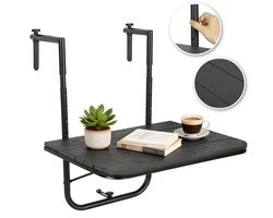 Balkontafel Inklapbaar – Donkergrijs – Hangend Balkontafels Opklapbaar Hangtafel – Ophangbaar Voor aan het Balkon – Vouwtafel Wandtafel Inklapbare Tafel – Bijzettafel – Buiten Tafeltje Klaptafel